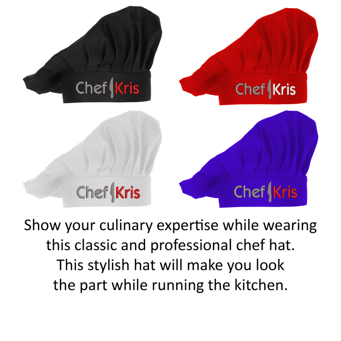 Embroidered Chef Hat with Custom Name a Great Gift Adult Premium Quality