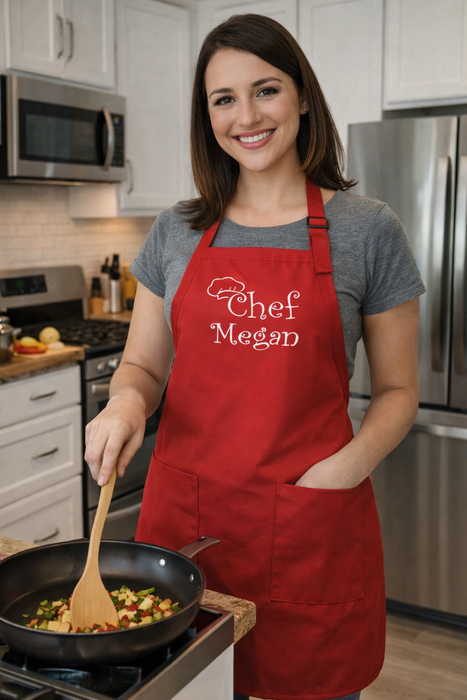 Personalized Apron Embroidered Chef Any Name Design Add a Name, premium quality apron with embroidery, great gift personalized apron