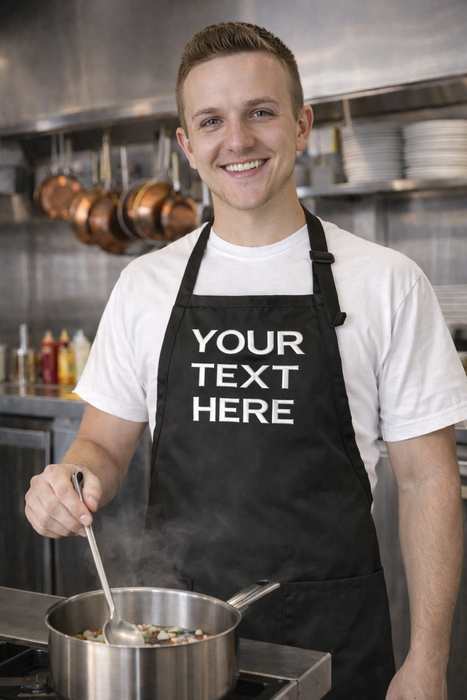 Personalized Chef Name Embroidered Apron (BLACK)