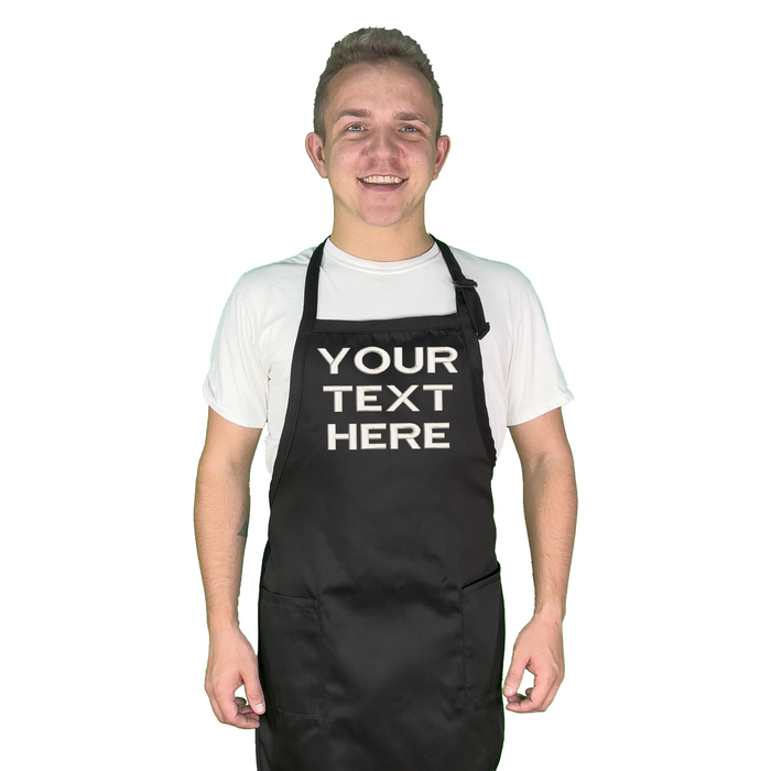 Personalized Chef Name Embroidered Apron (BLACK)
