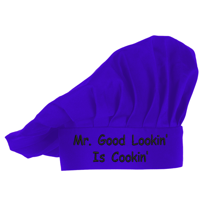 Chef Hat Mr. Good Lookin' is Cookin', Embroidered Design, Adjustable White Chef hat